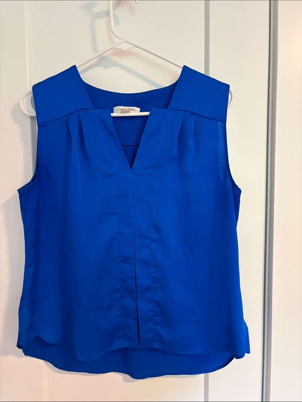Calvin Klein Womens Cobalt Blue Sleeveless V-Neck Tank